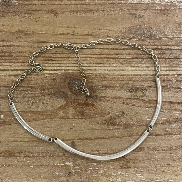 Vintage Silver Tone Choker Collar Statement Necklace - Picture 3 of 3